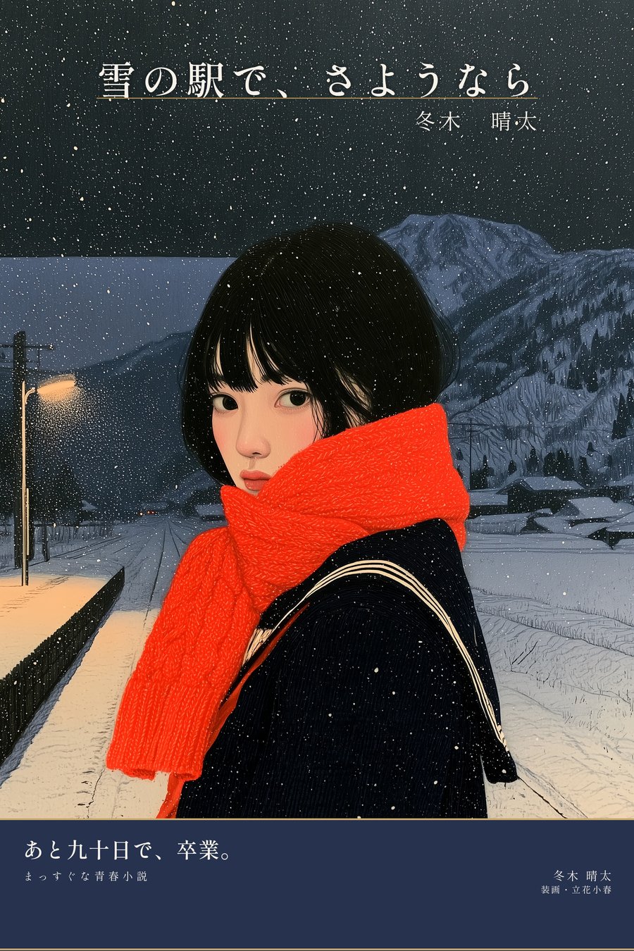 『雪の駅で、さようなら』装画サンプル（帯付き）